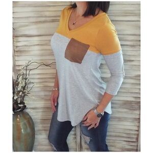 Color Block Suede Pocket & Elbow Yellow 2519